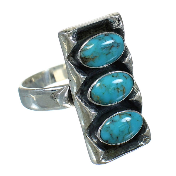 Southwestern Turquoise Jewelry Sterling Silver Ring Size 8-3/4 AX89288